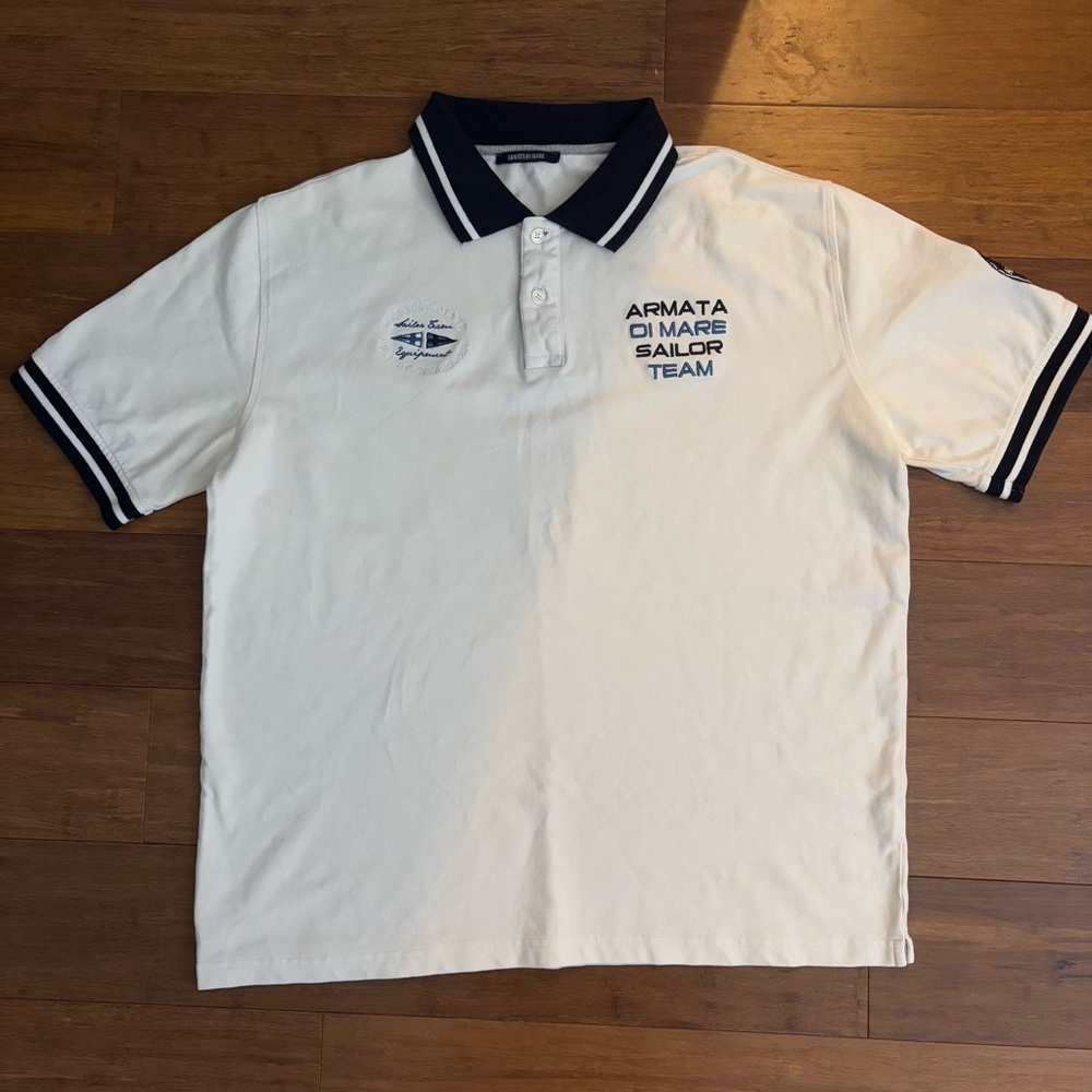 VTG Armata Di Mare Italian Coastal Polo Shirt Men XL White Y2K Nautical Sailor